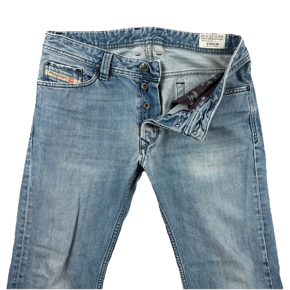 Diesel Jeans Mens 31x32 Blue Viker Regular Straight Button Fly Denim Wash 008NH